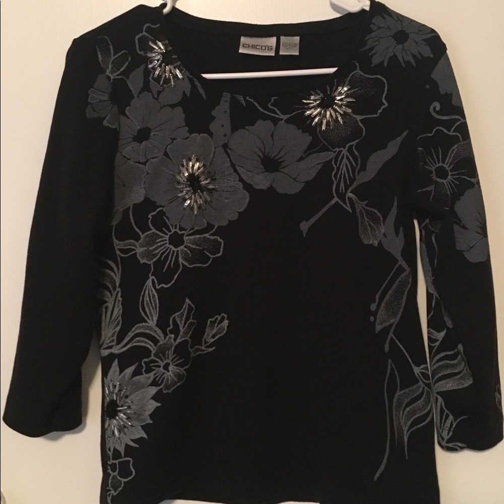 Chico Casual Black Ling Sleeve Shirt (E154)
